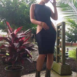 Gorgeous black cut out midi club party dress